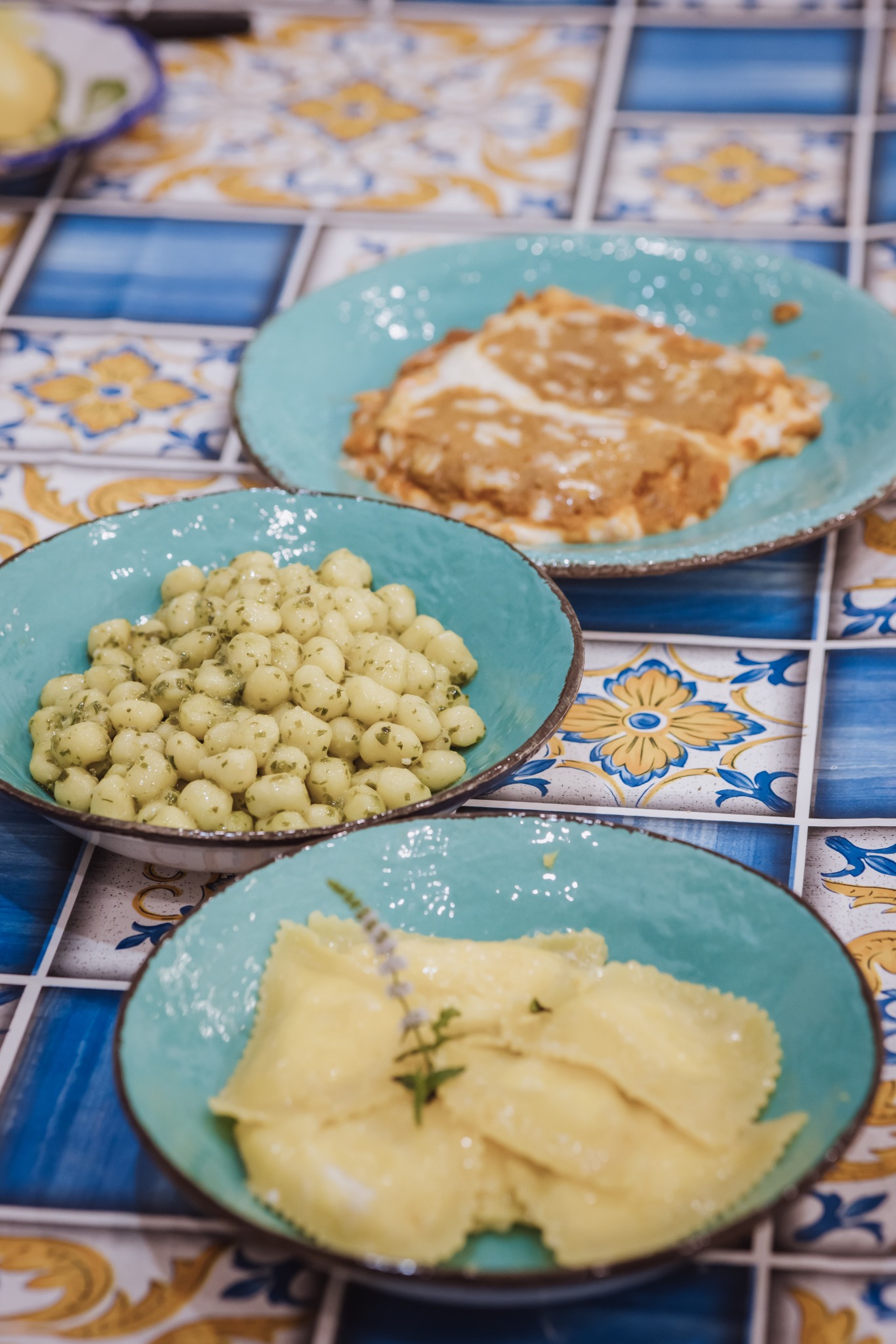 Traditional Italian dishes served at Il Giardino del Direttore in Praiano